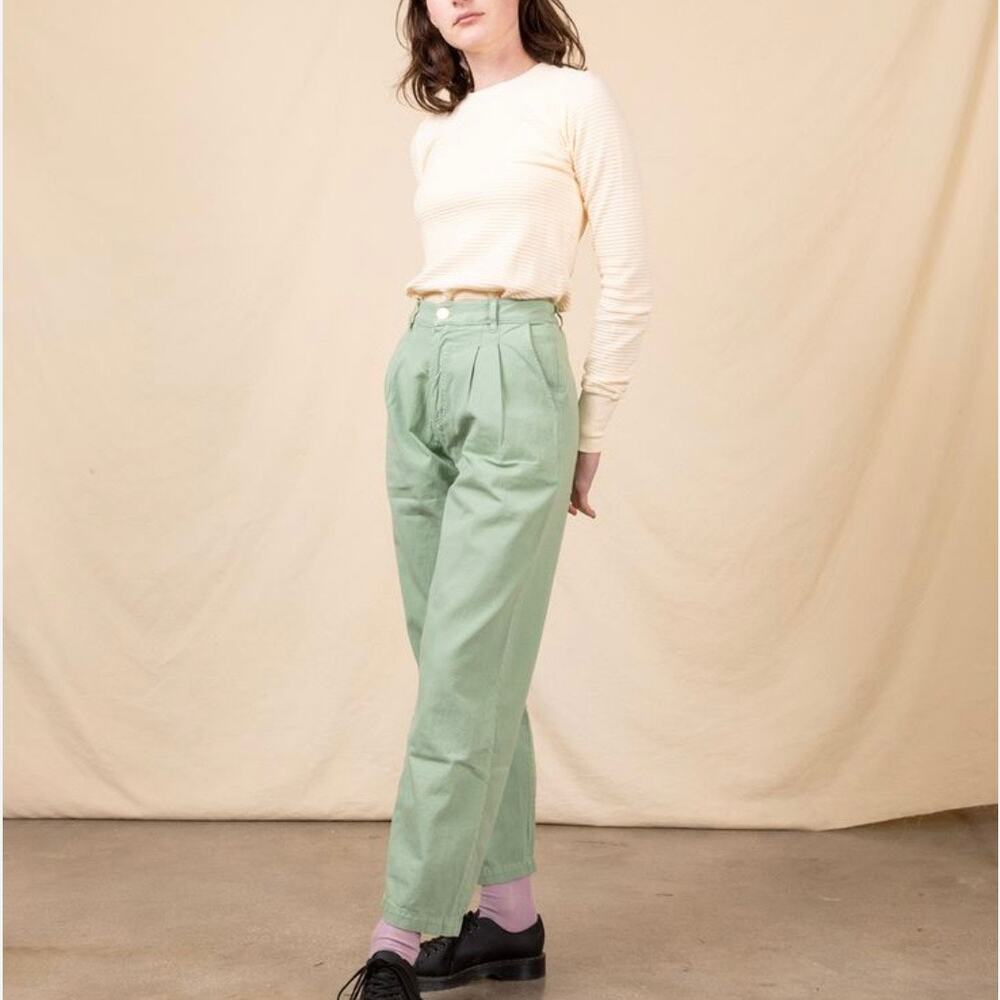 Big Bud Press Sage Green Pleated High Waisted Wide Leg Pants XXS - Picture 8 of 8